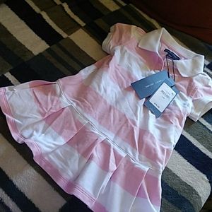 Size 12 months infant striped dress pink and white